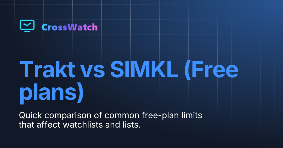 Trakt vs SIMKL (Free plans) | WIKI